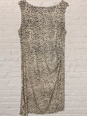 Bliss & Company Black & off white Leopard Print Sleeveless midi Dress 1X